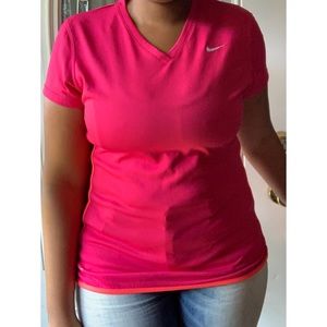 Nike Dri Fit V-neck Pink and Orange Shirt